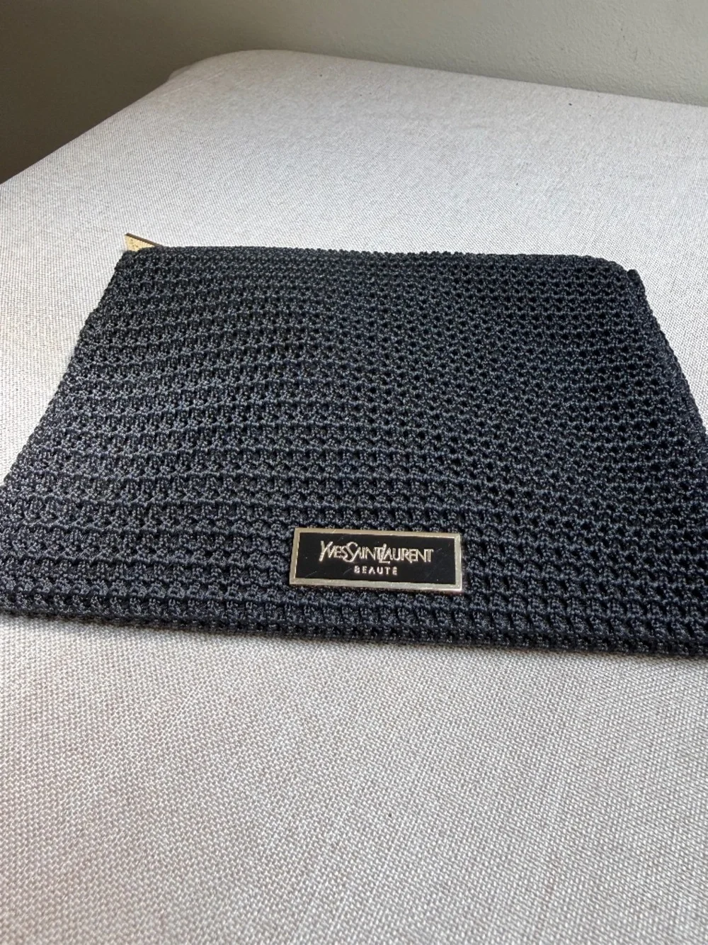 Yves Saint Laurent Beaute Black Woven Cosmetic Bag